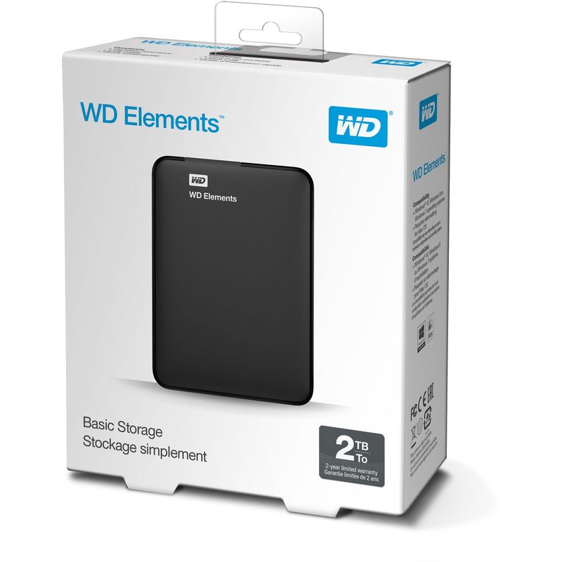 WESTERN DIGITAL - Disco duro externo 2TB WD Western Digital Elements, USB 3.0