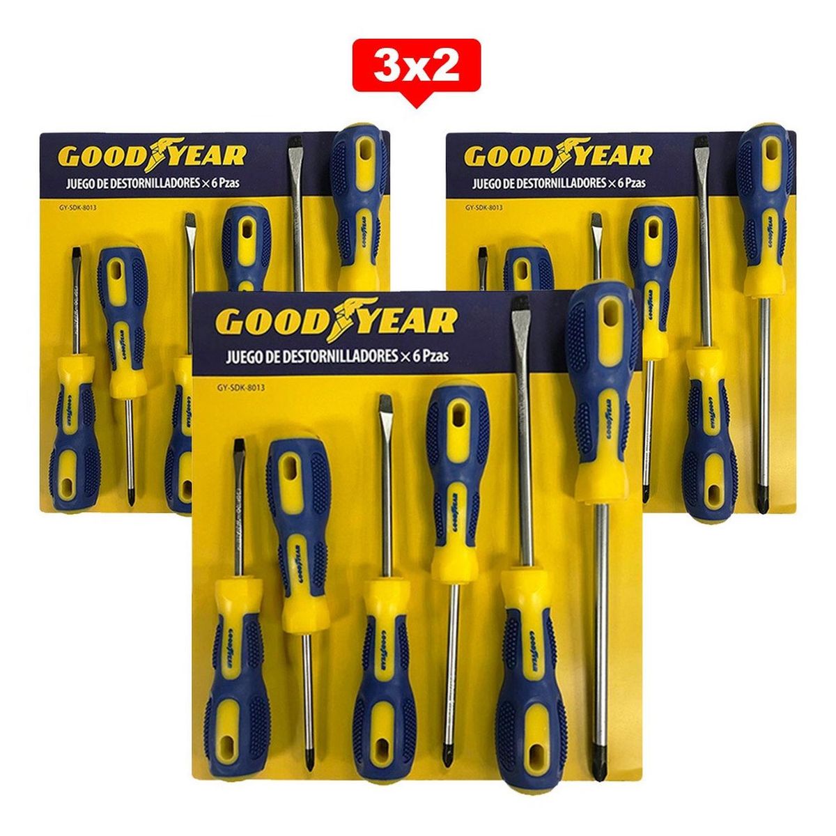 GOODYEAR - Juego de Destornilladores Goodyear Magneticos 6 Piezas 3X2
