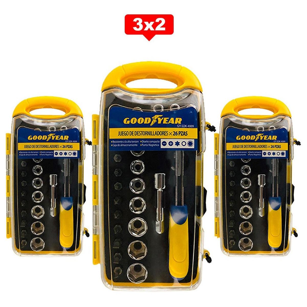 Goodyear - Destornilladores Puntas Dados Goodyear Set 26pcs 3X2