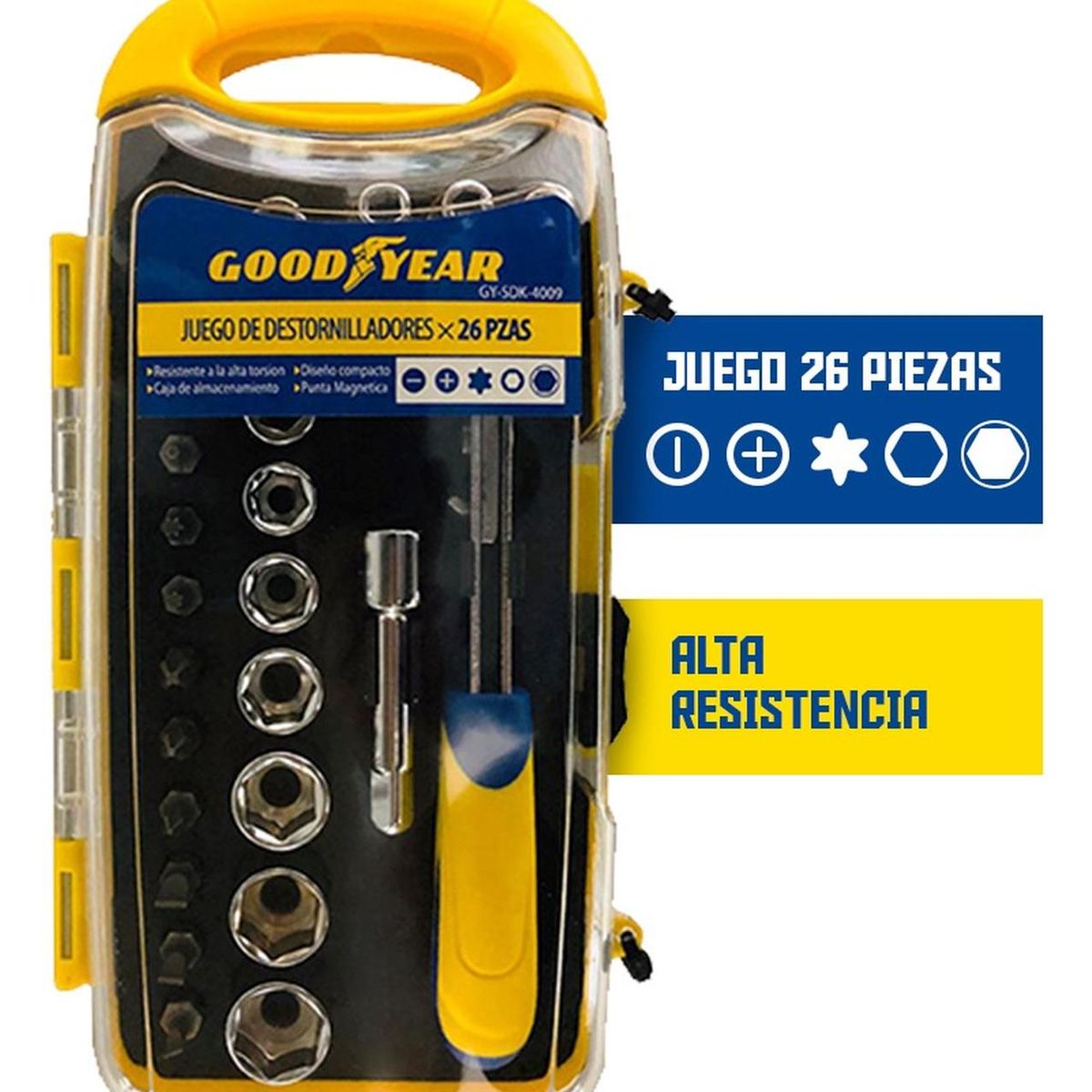 Goodyear - Destornilladores Puntas Dados Goodyear Set 26pcs 3X2