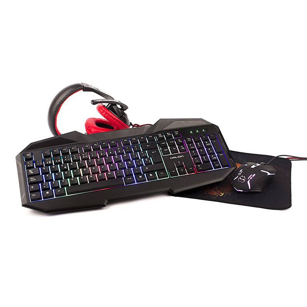 HALION - Combo Gamer 4 en 1 Halion HA-403C Hunter Tec/Mouse/Parlante/auricular