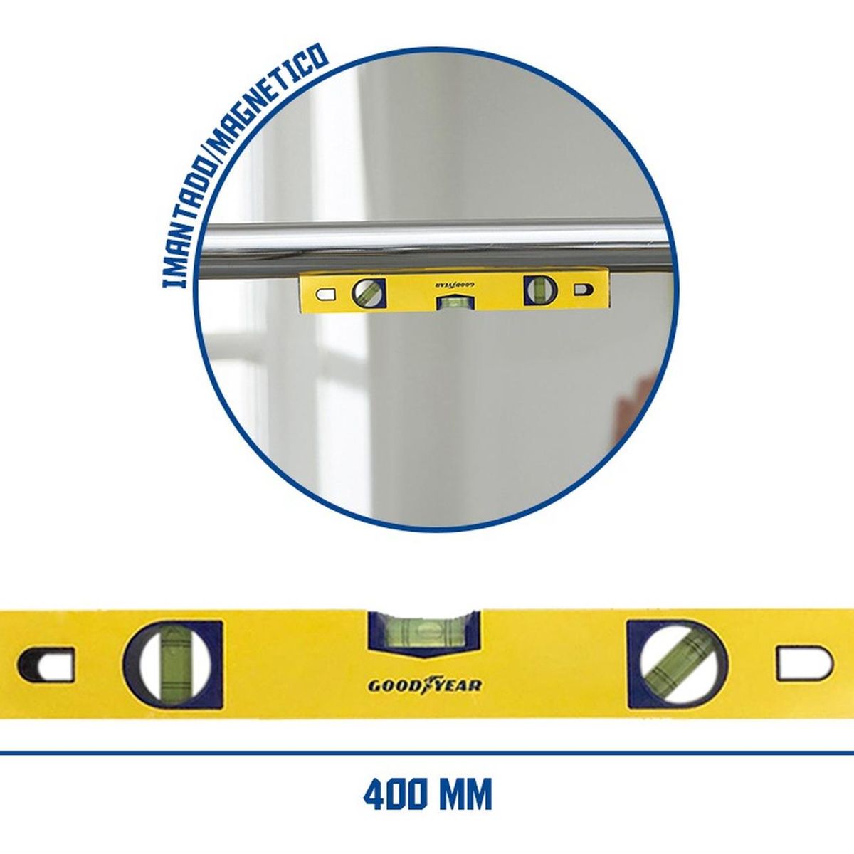GOODYEAR - Nivel Magnetico Imantado Goodyear 400 mm CRV 3X2