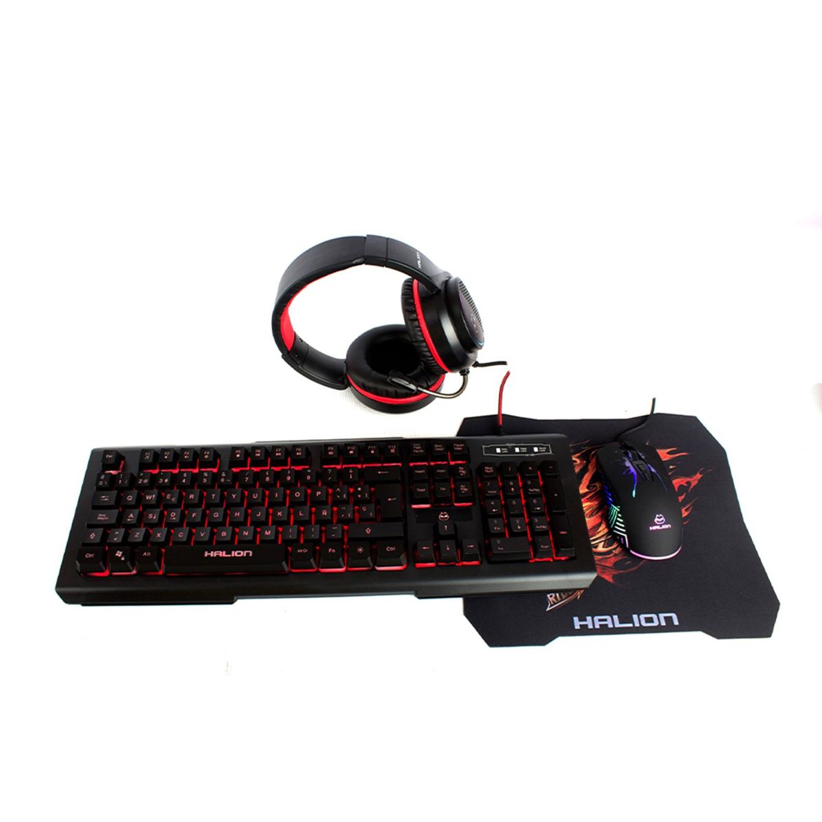 HALION - Combo Gamer 4 en 1 Halion HA-880C Pantro Tecla/Mouse/Auricular/Pad