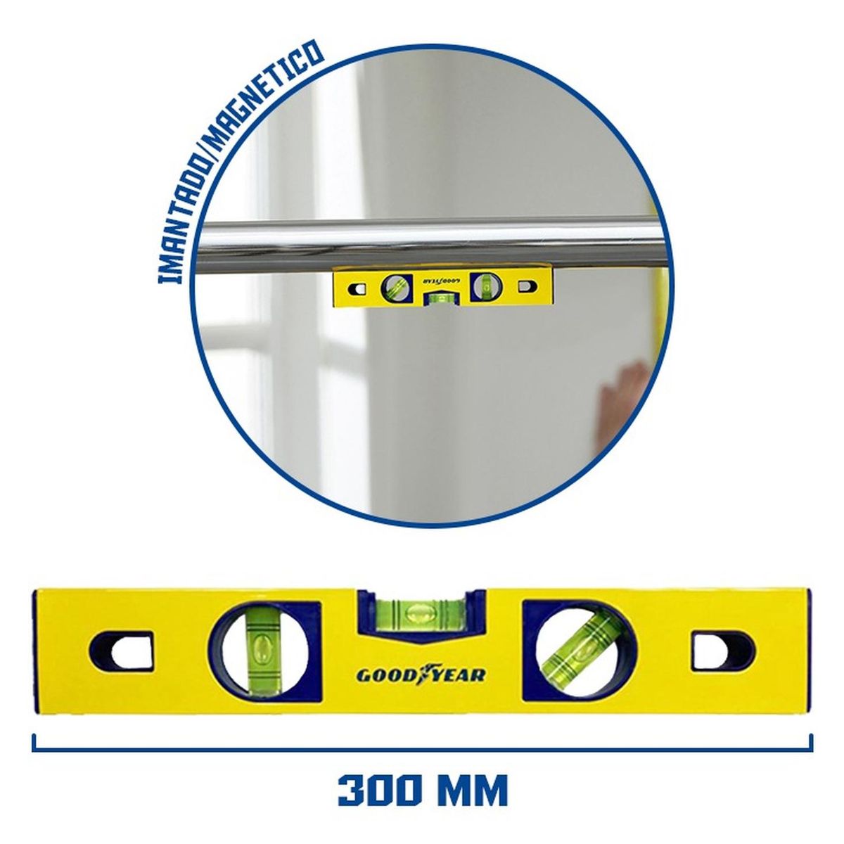 GOODYEAR - Nivel Magnético Imantado Goodyear 300 mm CRV 3X2