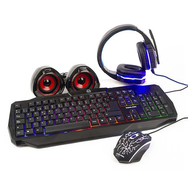 HALION - Combo Gamer 5 en1 Halion HA-830C Racer Teclado/Mouse/Parl/Auric/Pad
