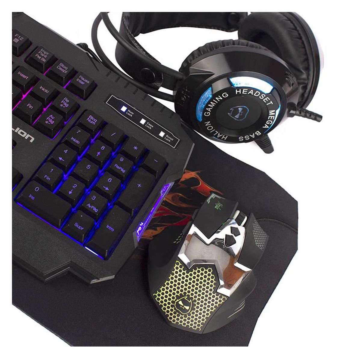 HALION - Combo Gamer 4 en 1 Halion HA-870C Akula Tecl/Mouse/Parlant/Auricul