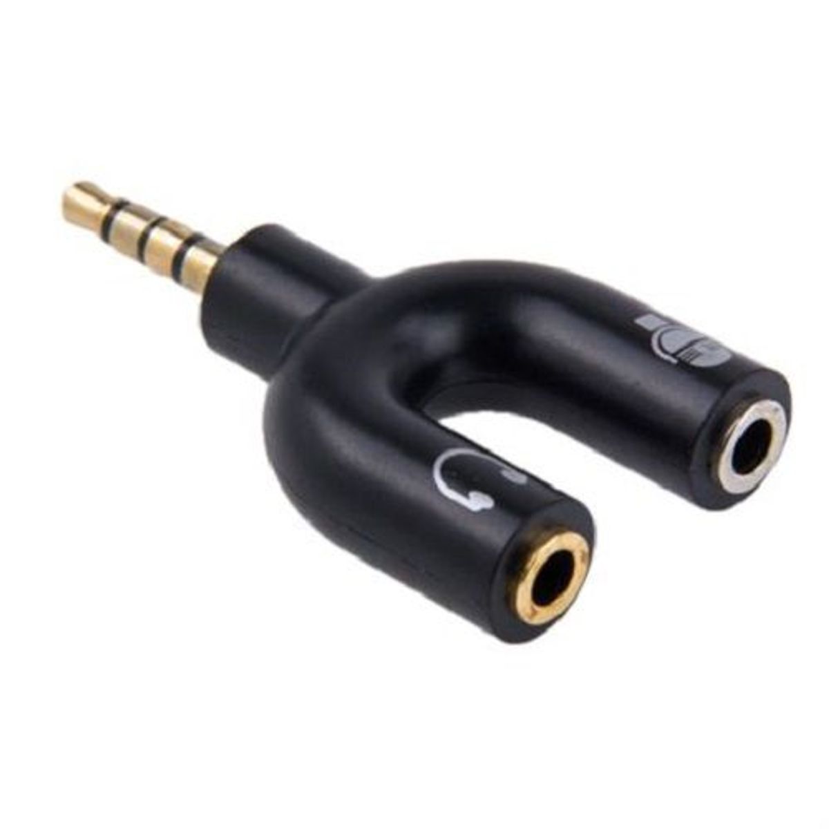 GENERICO - Adaptador Tipo Y  3.5Mm A 2 Jack Audio/Micrófono Negro