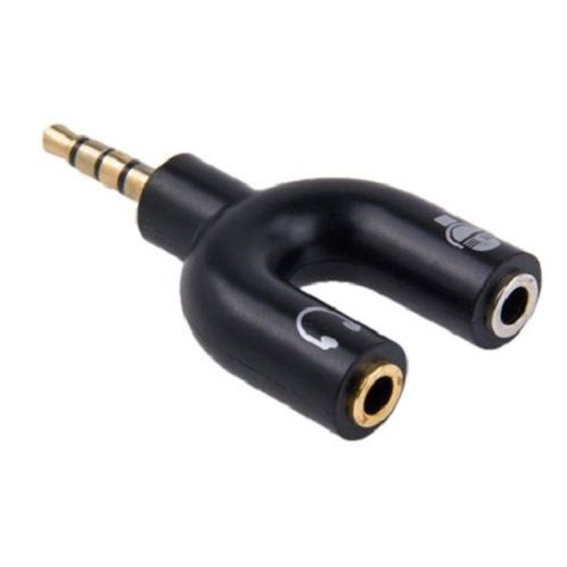 GENERICO - Adaptador Tipo Y  3.5Mm A 2 Jack Audio/Micrófono Negro