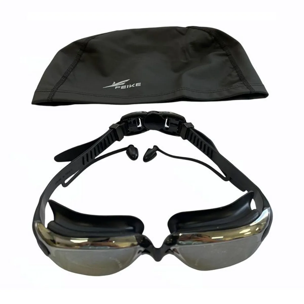 FEIKE - Lentes Natación Negros HD Protección UV con Gorro