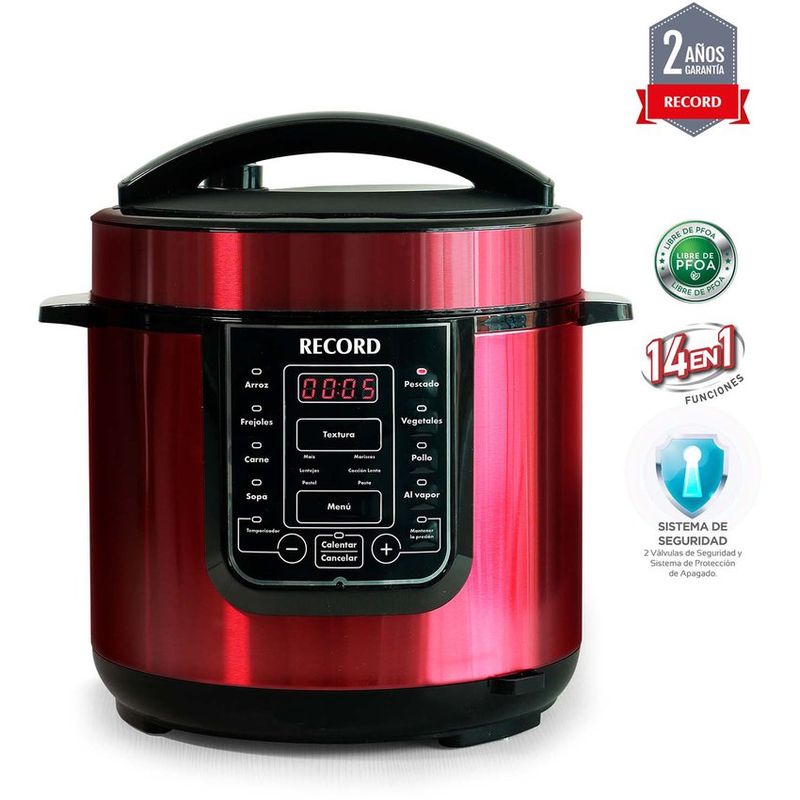 RECORD - Record Multi-Olla Rápida 6L - 14 en 1 - Roja