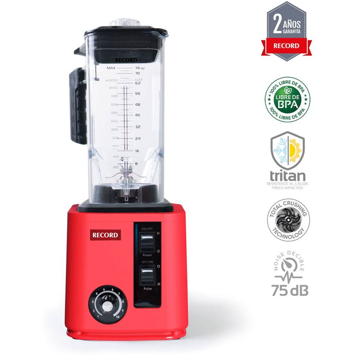 RECORD - Record Licuadora 2.2L 10 Vel. Profesional Roja