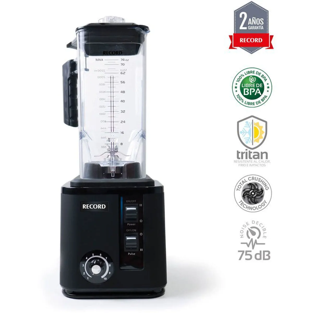 RECORD - Record Licuadora 2.2L 10 Vel. Profesional Negra
