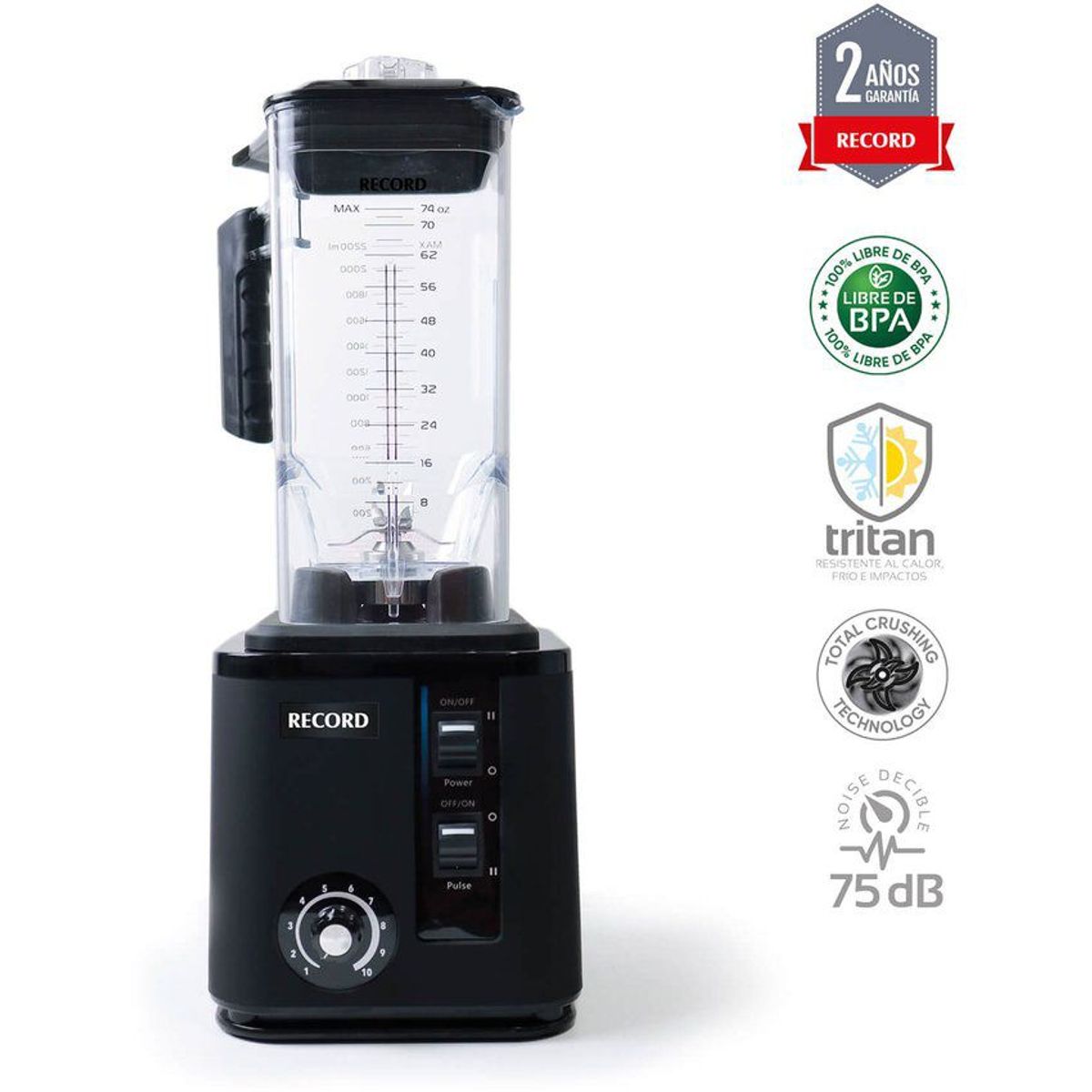 RECORD - Record Licuadora 2.2L 10 Vel. Profesional Negra