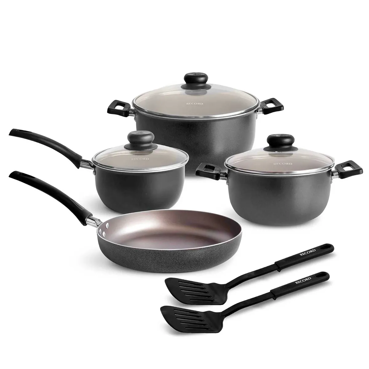 RECORD - Juego de Ollas Negro 9 piezas Record