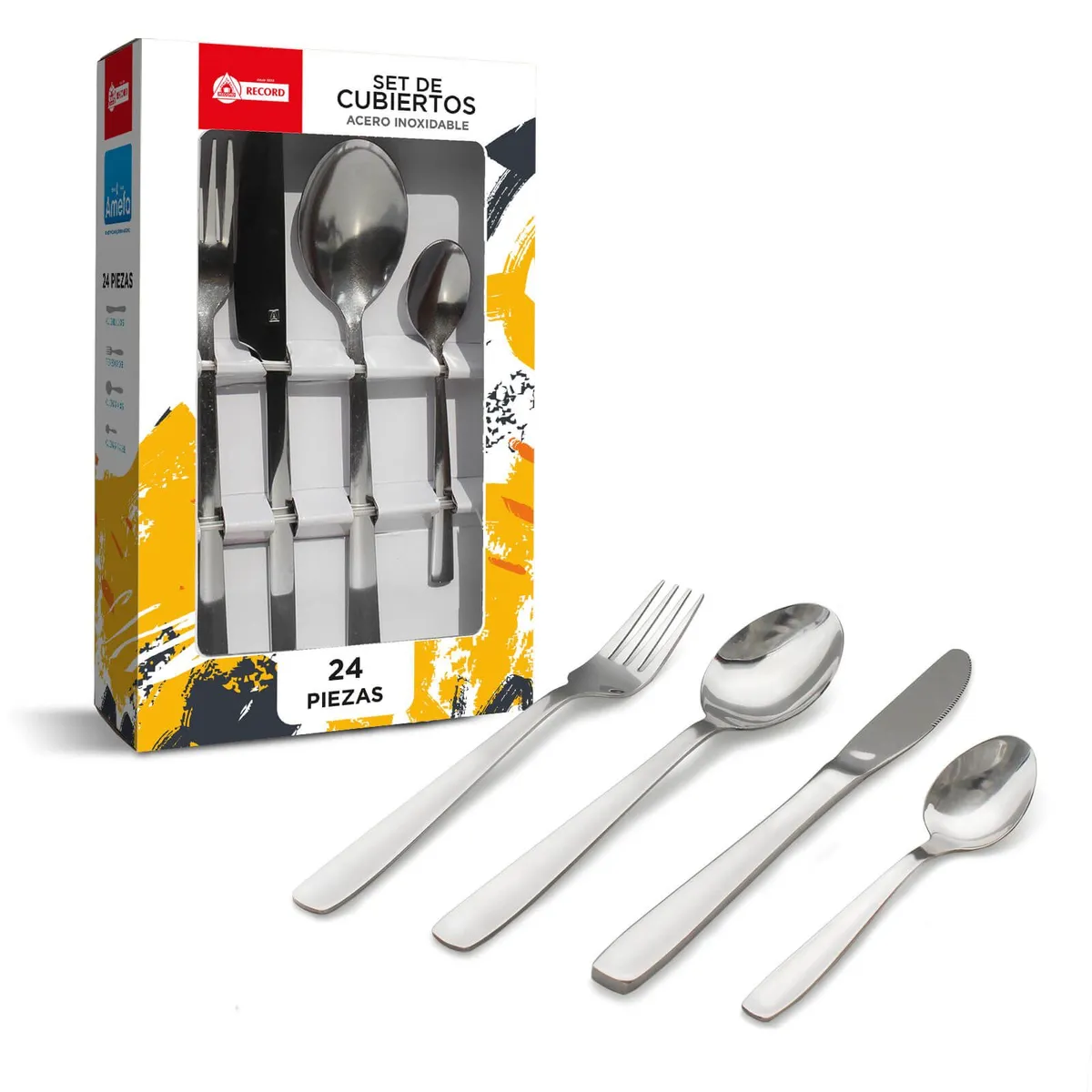 RECORD - Set de Cubiertos Basic 24 piezas Acero Inoxidable