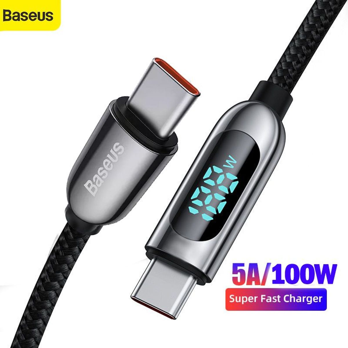 BASEUS - Baseus Cable USB Tipo C 100W 2M Fast Charger Laptop Nintendo Switch
