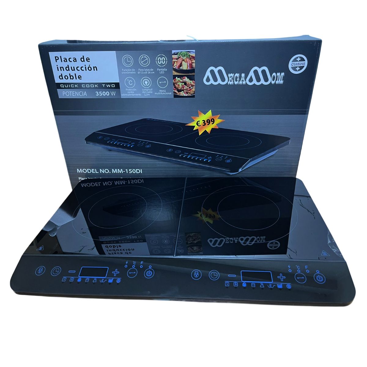 MEGAMOM - Cocina de inducción Megamom 2 Hornillas 8 funciones MM-150DI