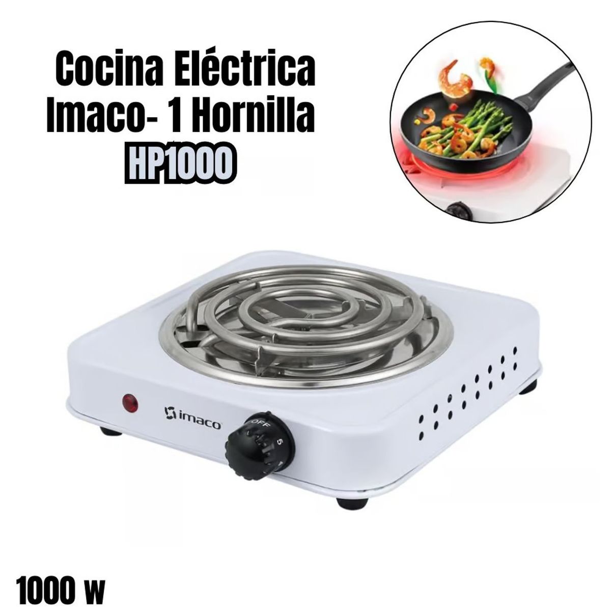 IMACO - Cocina Eléctrica de Mesa Imaco 1H HP1000 1000W