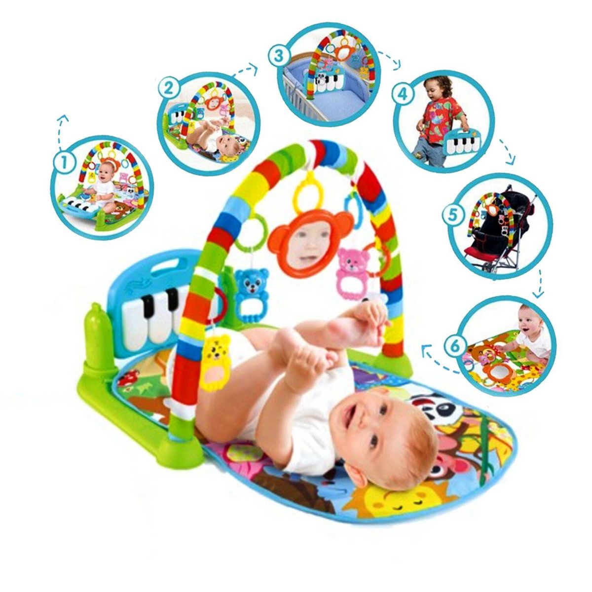 GENERICO - Gimnasio de Actividades Musical Piano 6 en 1 Verde