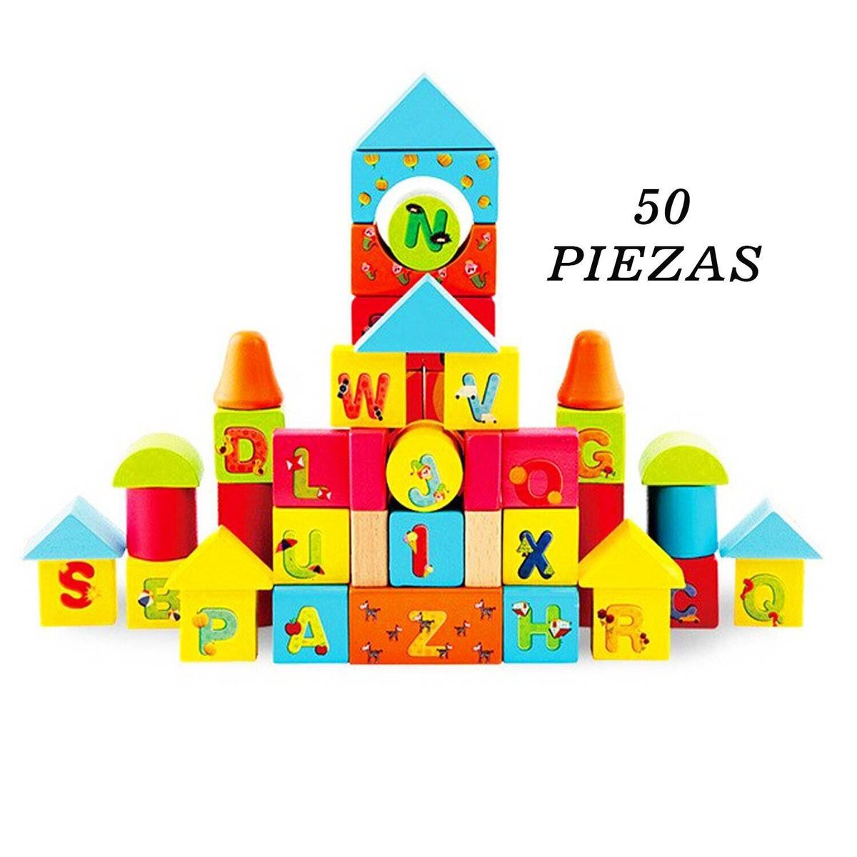GENERICO - Juego Didáctico Bloques del Alfabeto Inglés 50P