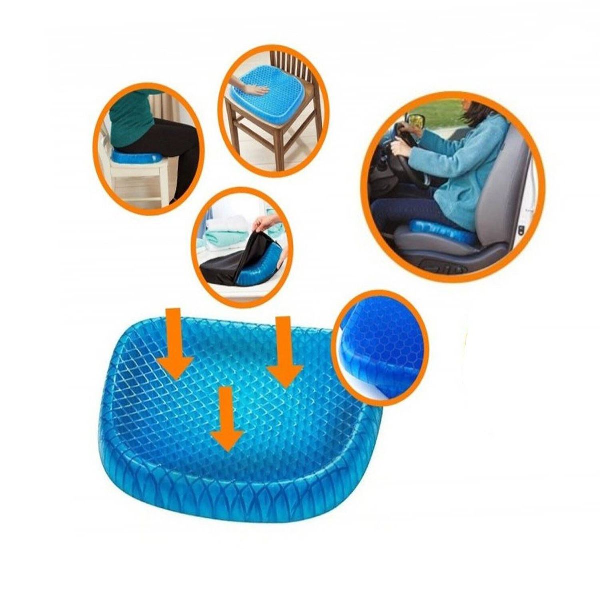 GENERICO - Asiento Cojín Confortable de Gel con Funda