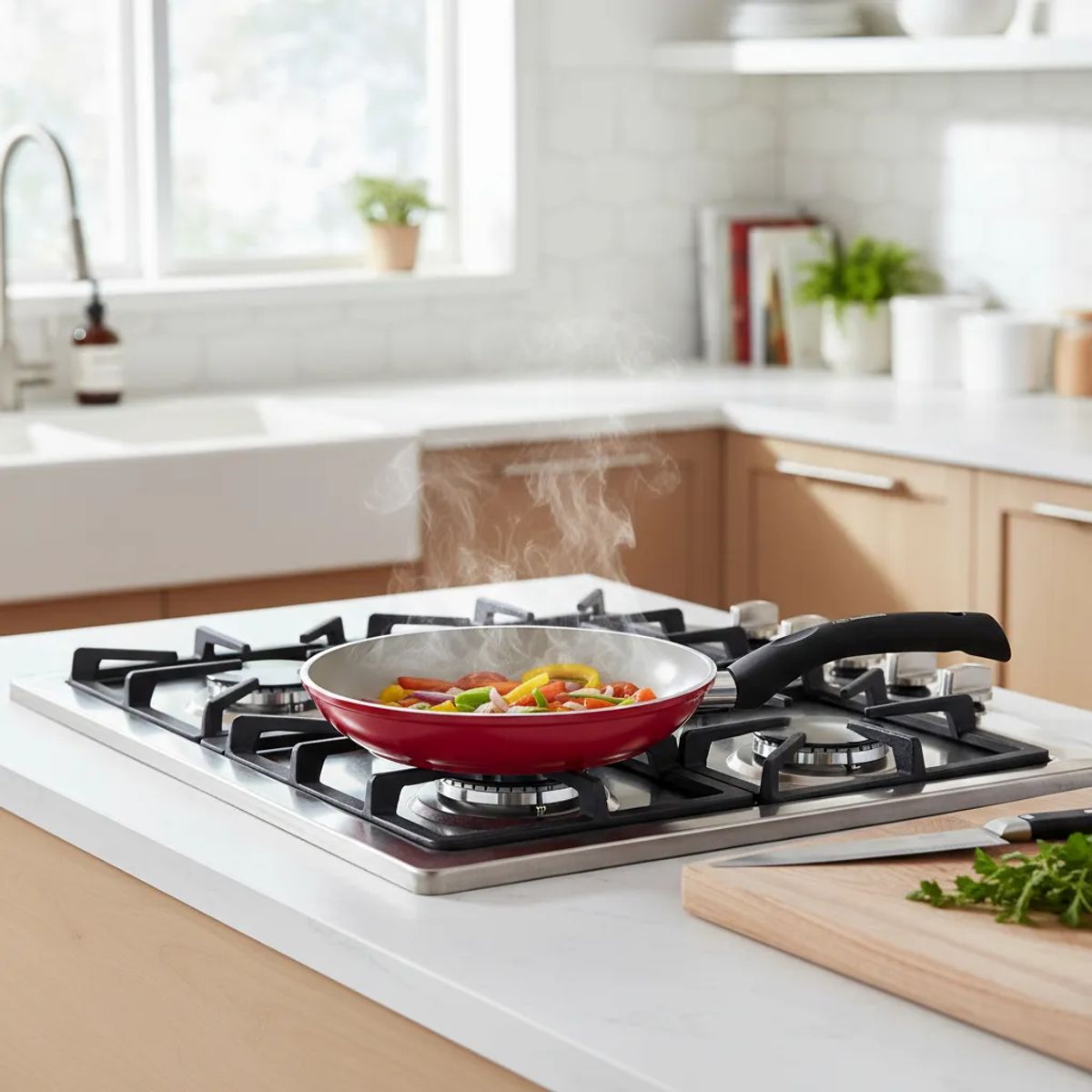 RECORD - Sartén Record 24 cm  roja con revestimiento interno cerámico