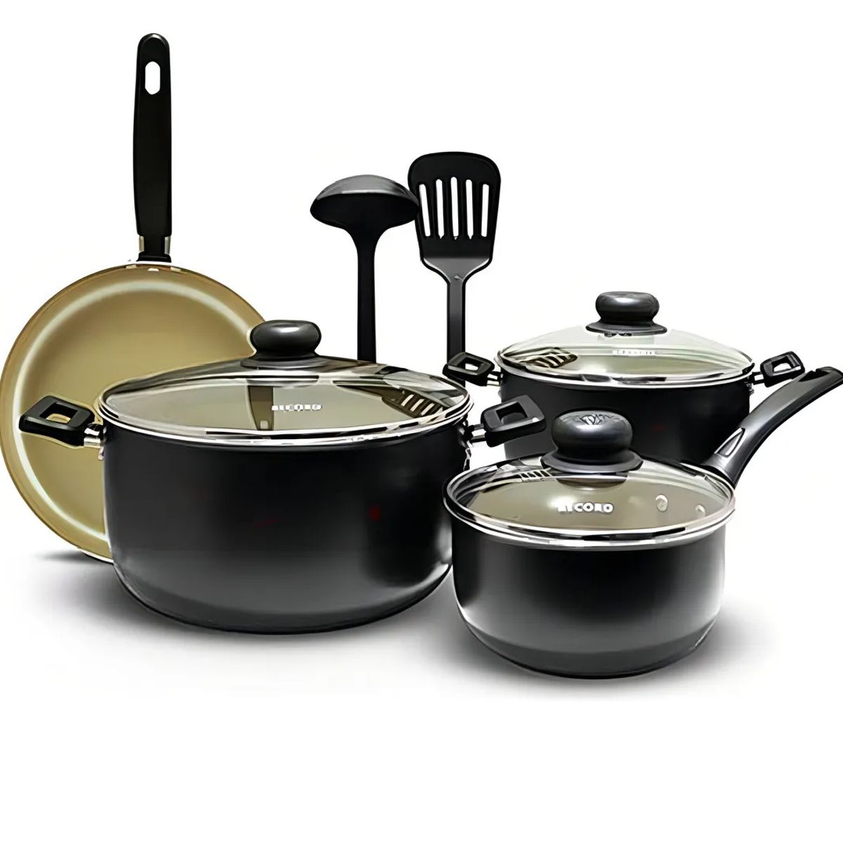 RECORD - Juego  De Ollas Antiadherente  Record 9 Piezas Negro