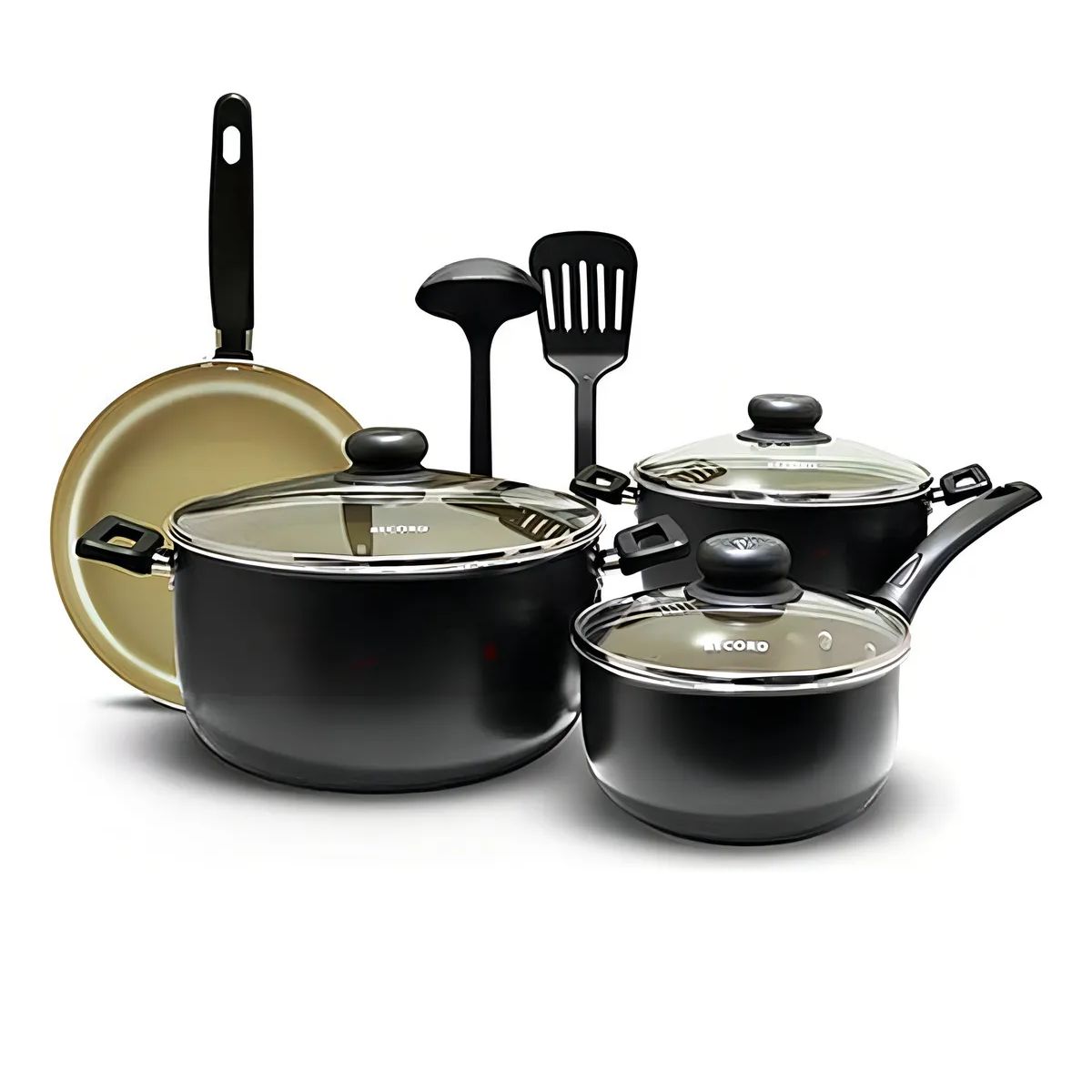RECORD - Juego  De Ollas Antiadherente  Record 9 Piezas Negro