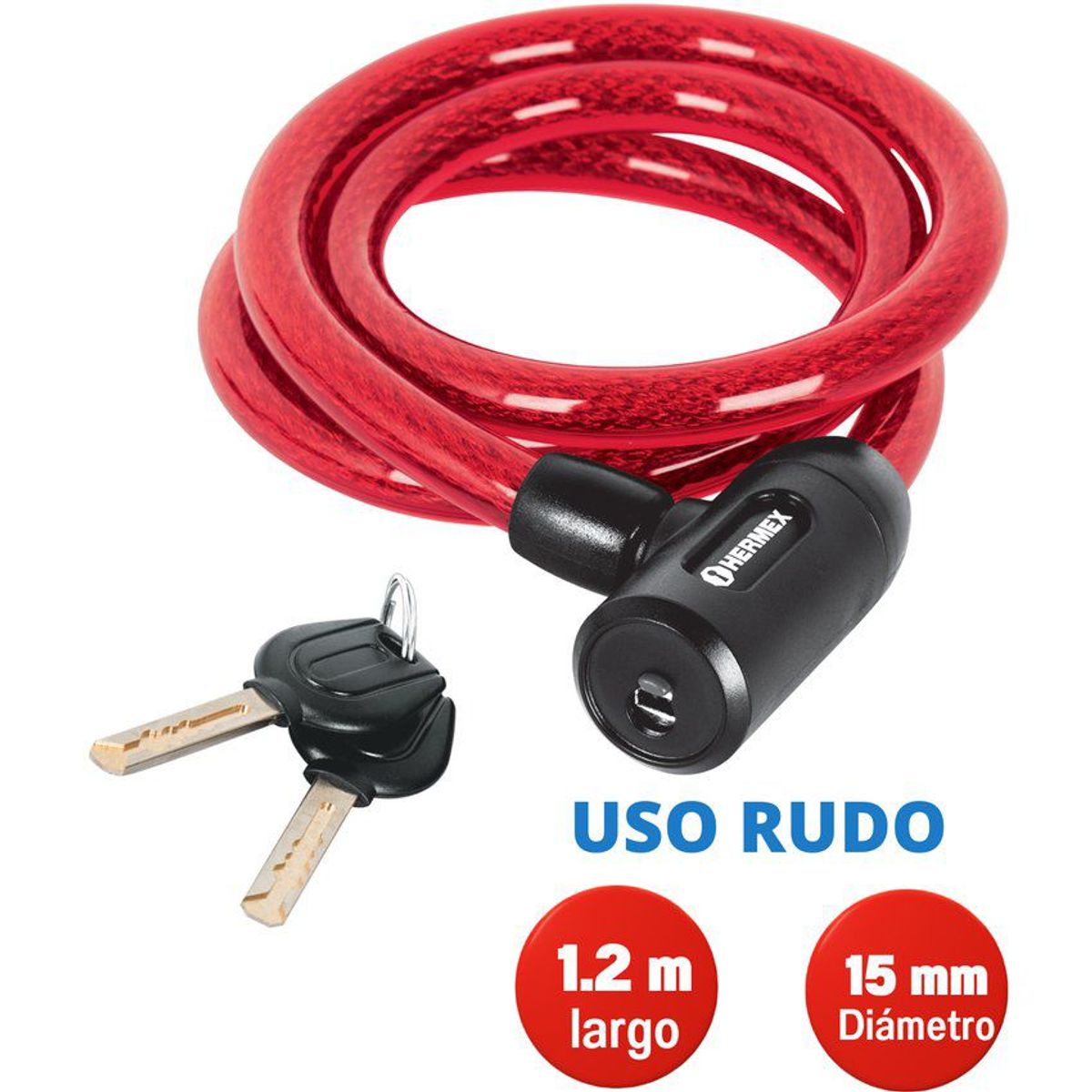 HERMEX - Candado cadena de acero hermex con llave 15mmx120m CB-15