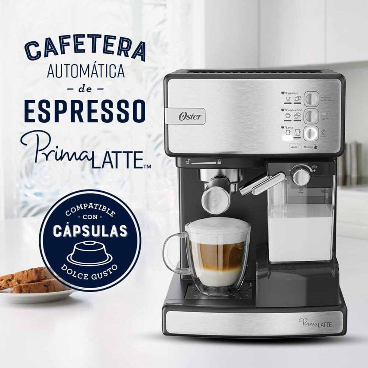 OSTER - Cafetera automática de espresso oster prima latte i bvstem6603ss