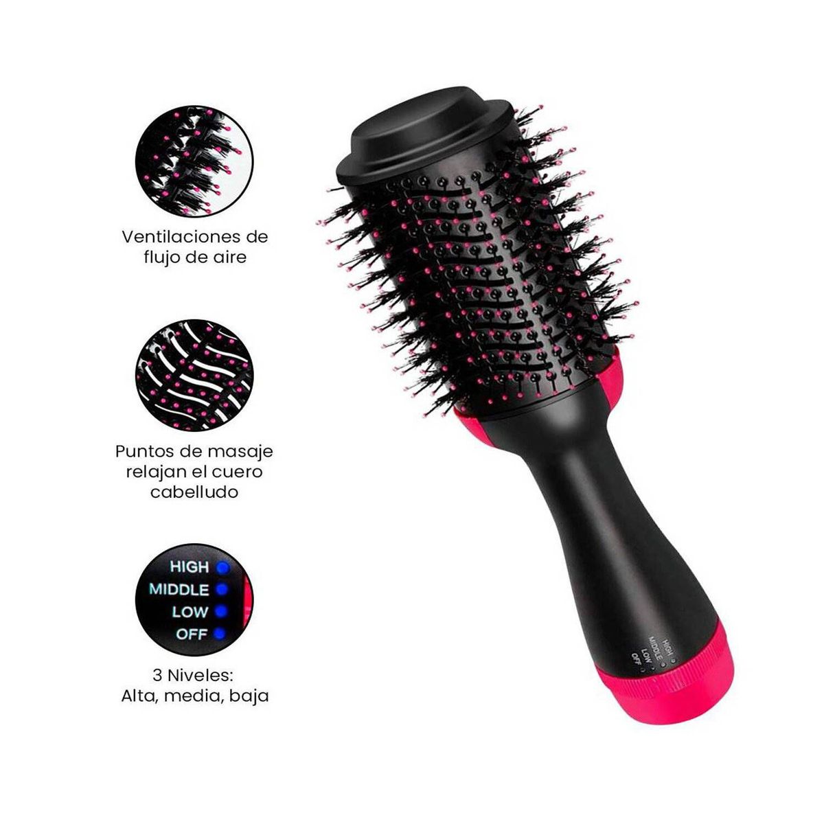 GENERICO - Cepillo Secador 3 en 1 Frizz-Free.