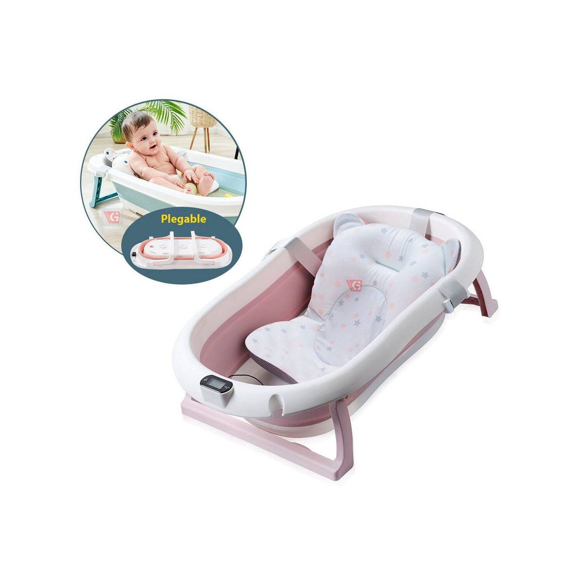 DOUX BEBE - Tina de Baño Para Bebe Plegable Rosado DB-500L