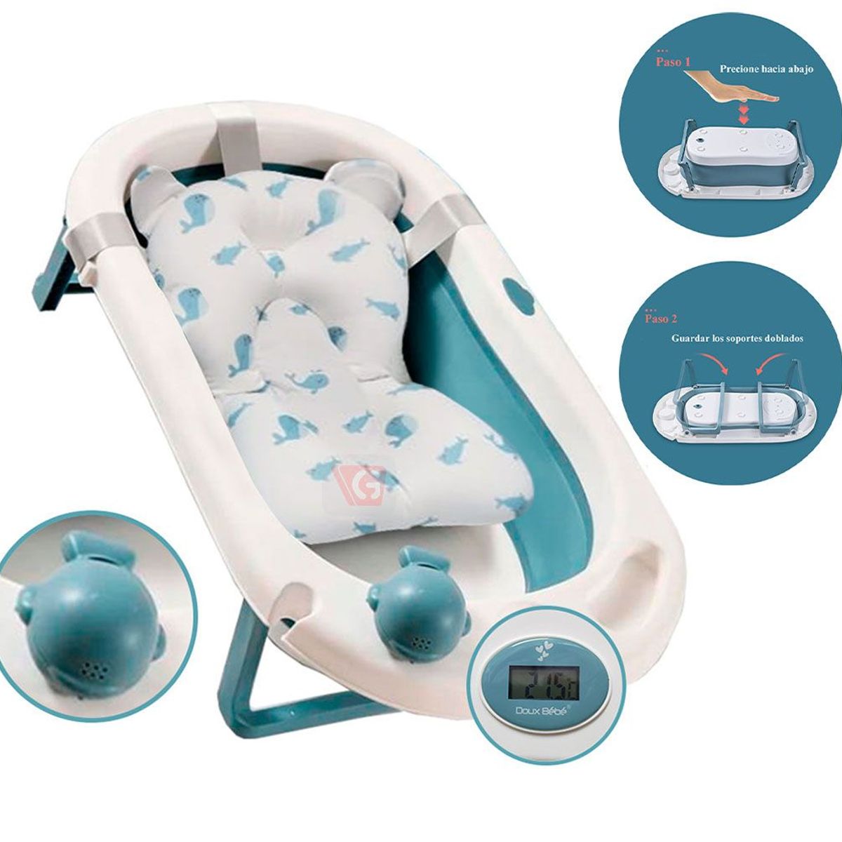 DOUX BEBE - Tina de baño para bebe plegable blue