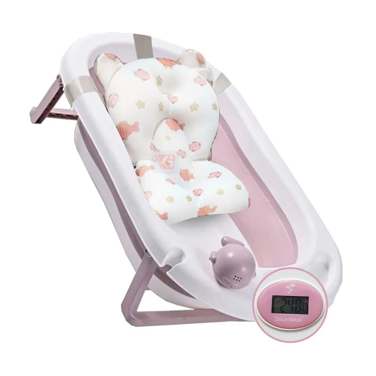 DOUX BEBE - Tina de baño para bebe plegable rosado