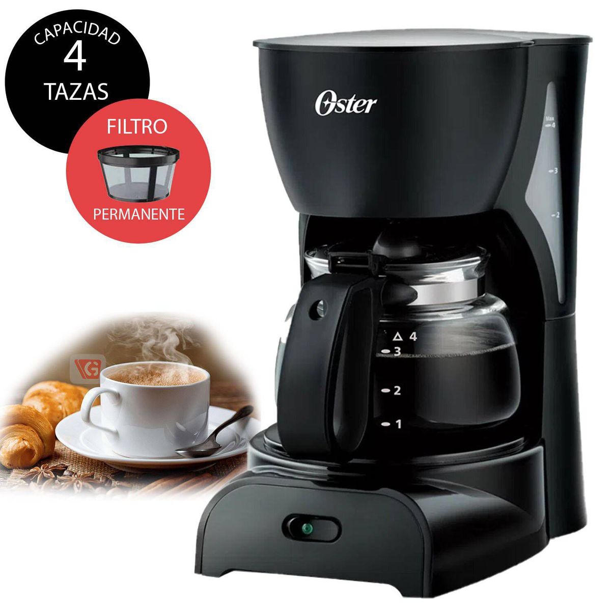 OSTER - Cafetera  BVSTDCDR5B De 4 Tazas