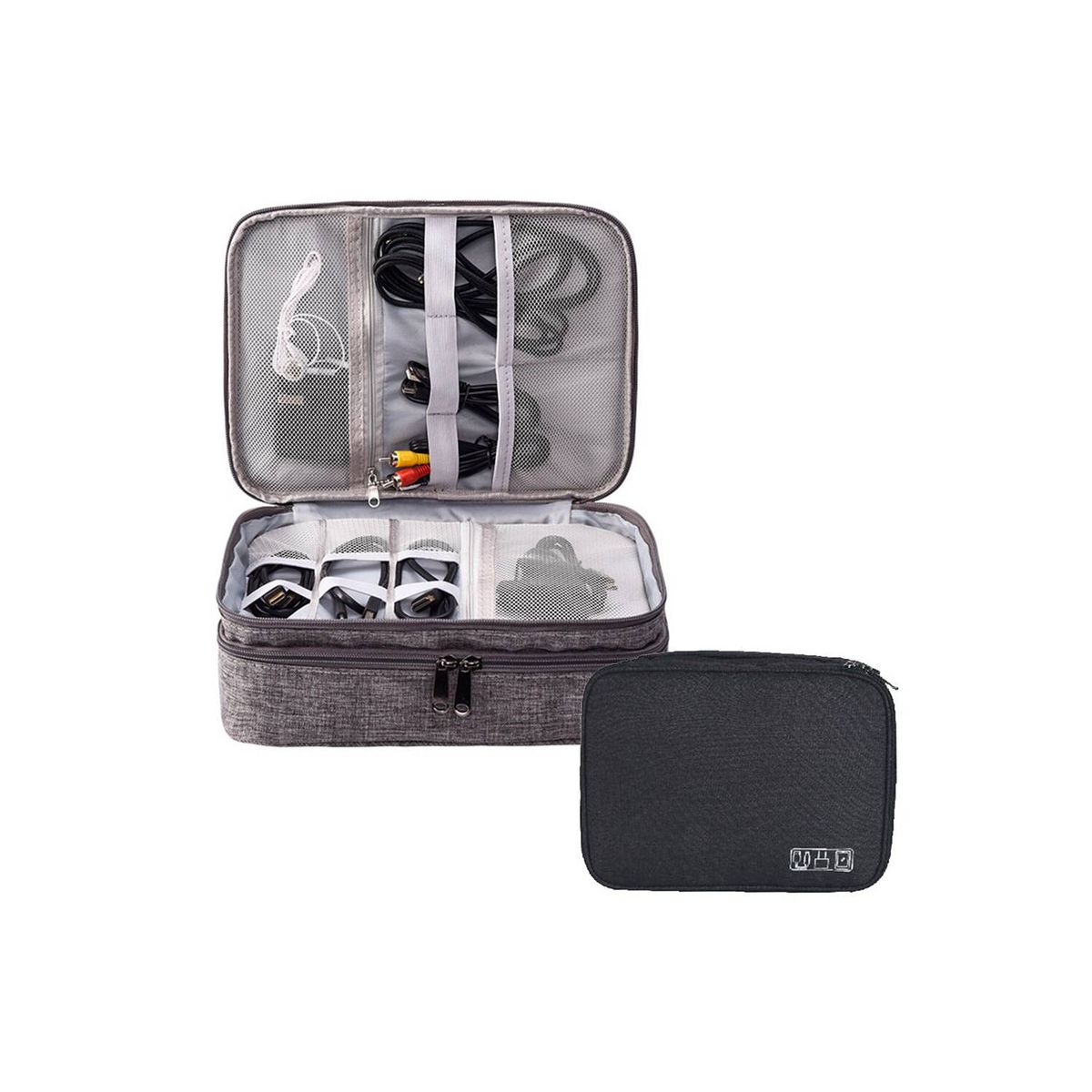 AURELA - Estuche de 3 Capas Organizador de Cables y Accesorios Impermeable Ngro
