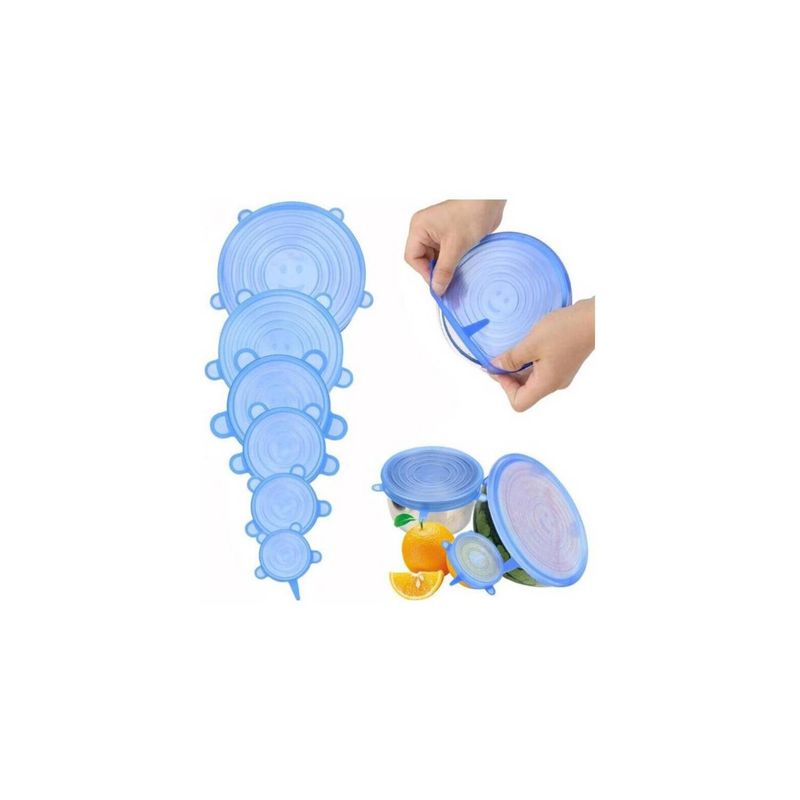 AURELA - Set 6 Tapas Silicona Extensible Anti Escurrimiento