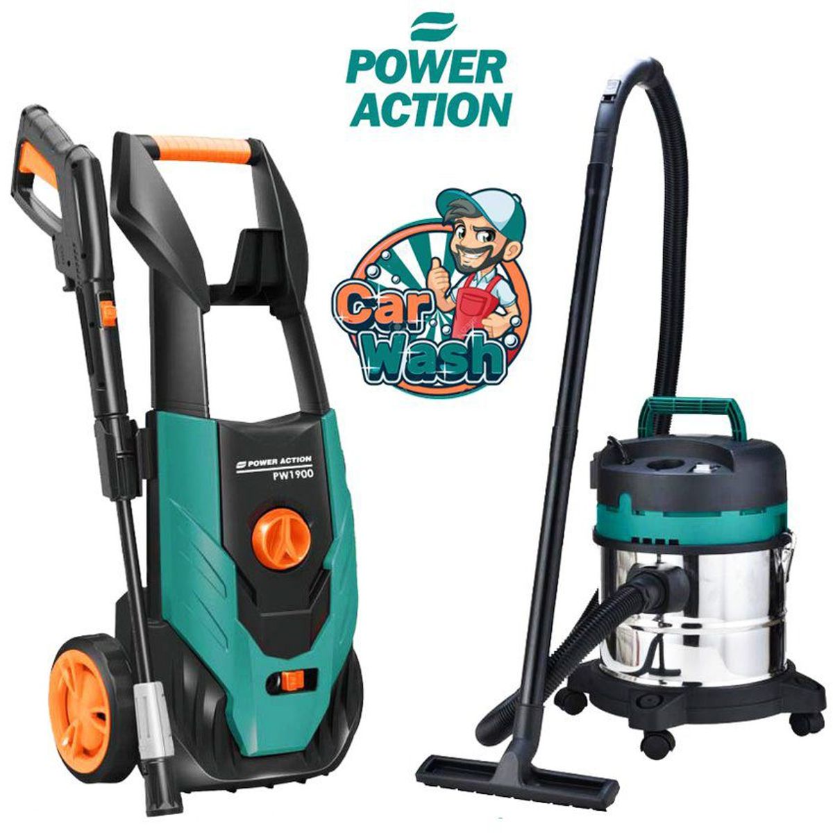 POWER ACTION - Hidrolavadora 1900w + aspiradora 1600w power action