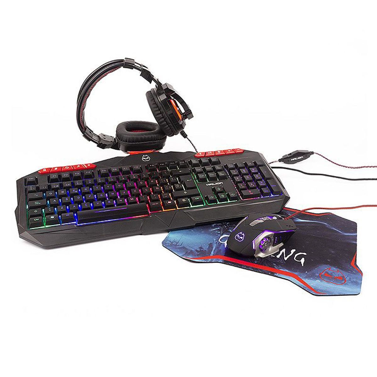 HALION - Combo Gamer 4 en 1 Halion HA-850C Poseidon Teclado/Mouse/Auricular/Pad