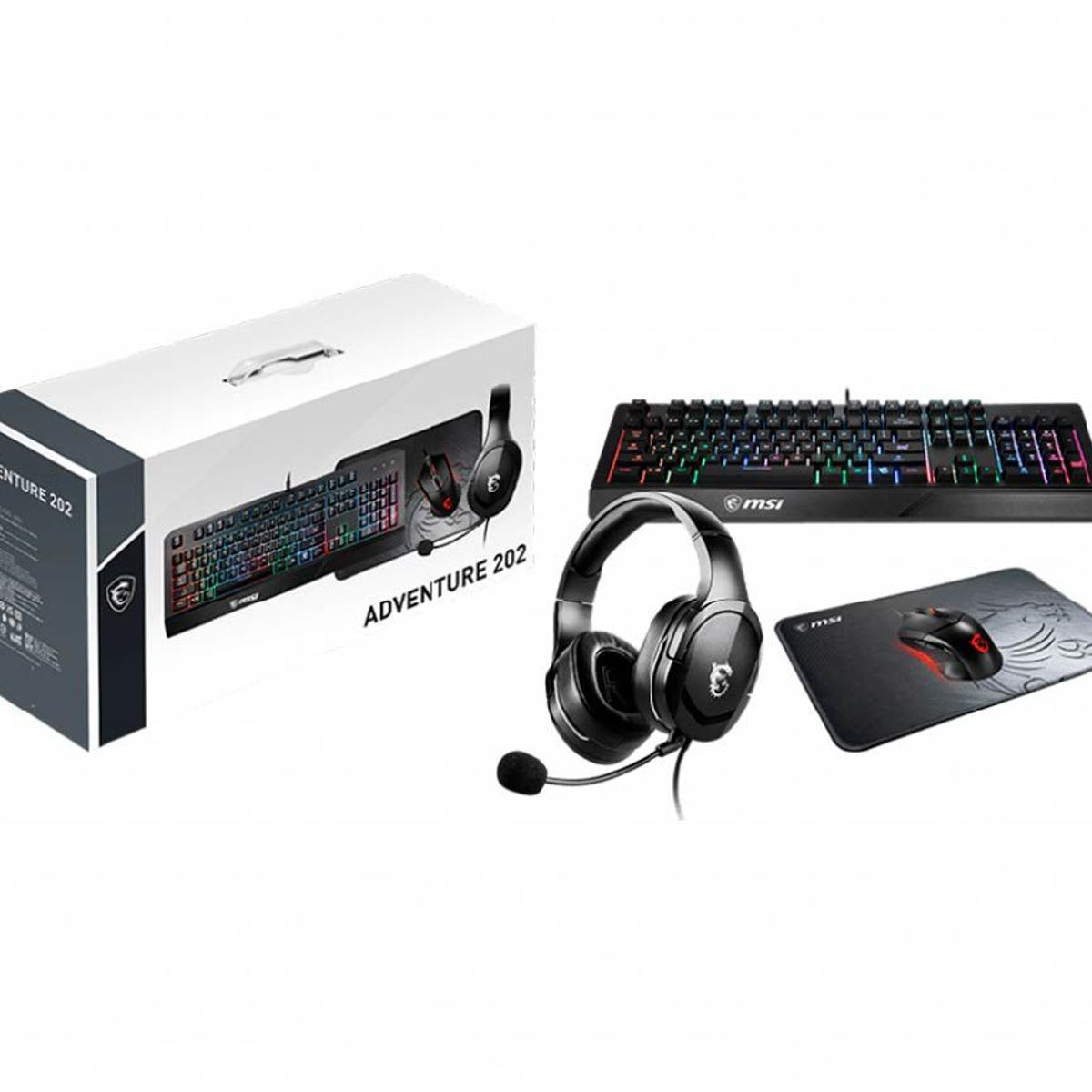 MSI - Kit Gamer Teclado Mouse Audífonos Pad Msi Adventure 202 Us