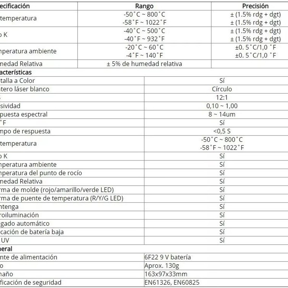 OEM - Pirómetro Termómetro Industrial Infrarrojo Peakmeter Humedad Termopar