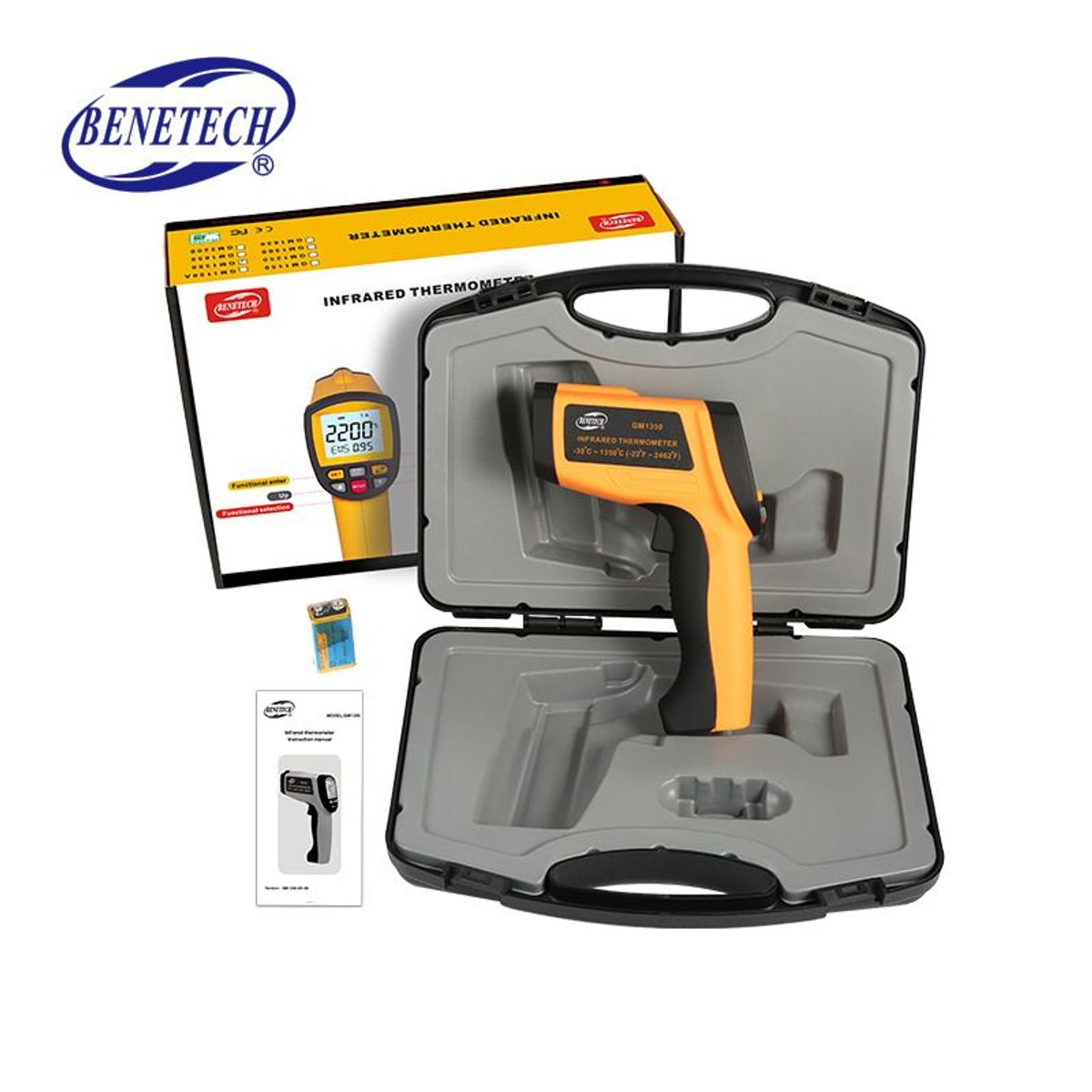 BENETECH - Pirómetro Termómetro Infrarrojo Profesional - BENETECH GM1350