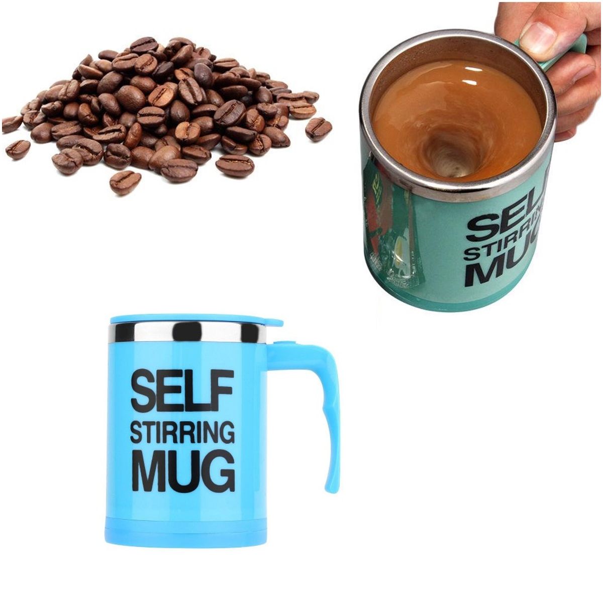 GENERICO - Taza Batidora Autoagitable Self Stirring Mug De Acero A Pila