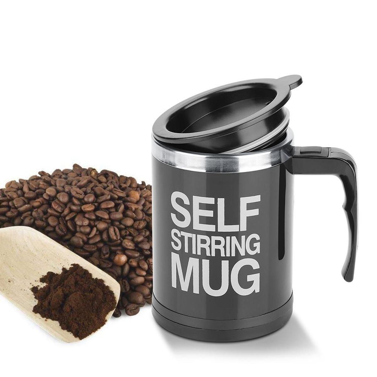 GENERICO - Taza Batidora Autoagitable Self Stirring Mug De Acero A Pila
