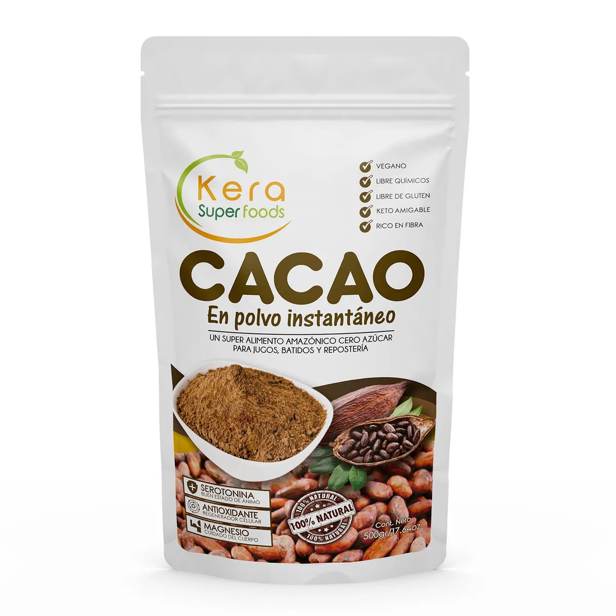 KERA SUPERFOODS - CACAO EN POLVO 500G - KERA SUPERFOODS