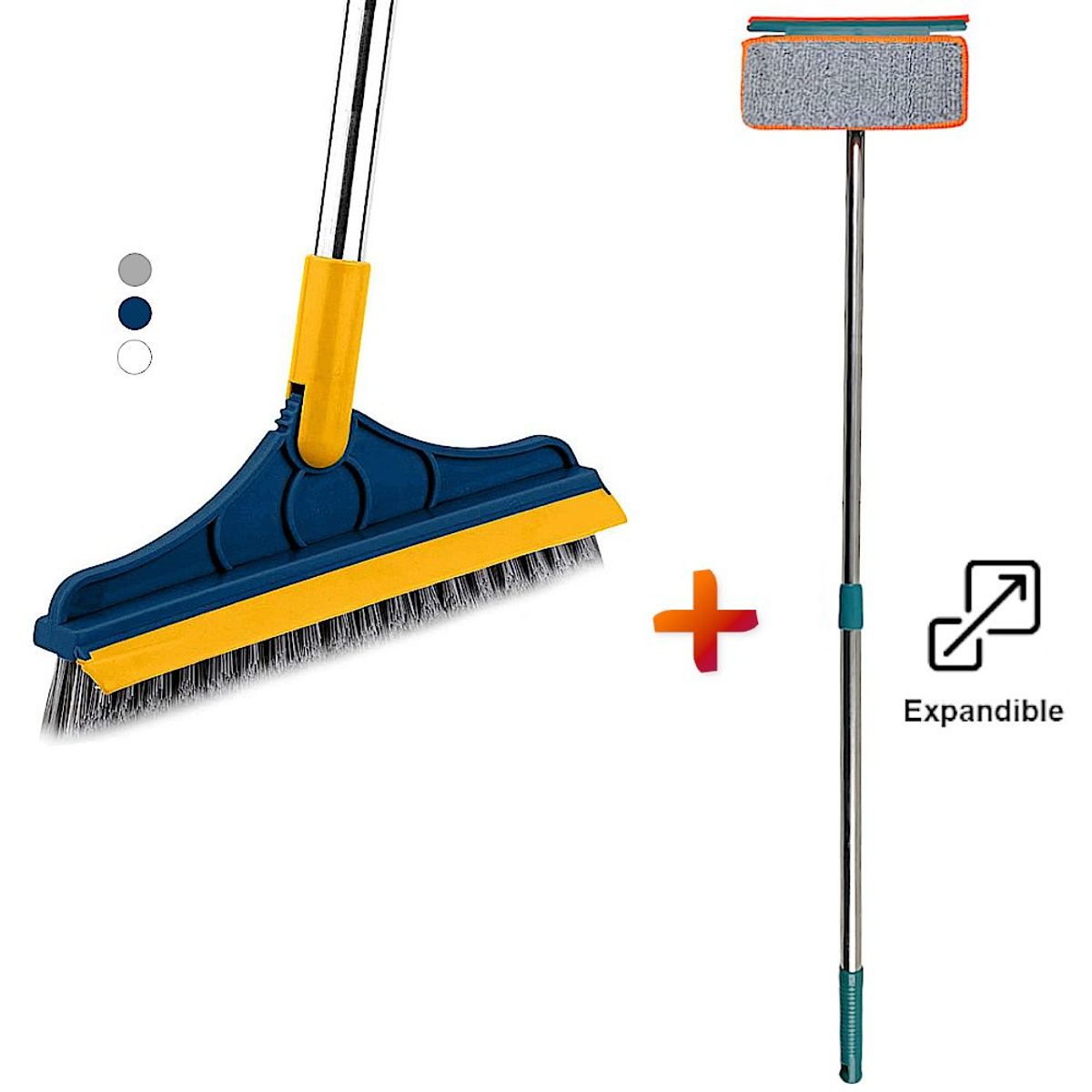 GENERICO - Limpia Vidrios Expandible + Escoba Mágica 120° 2 en 1