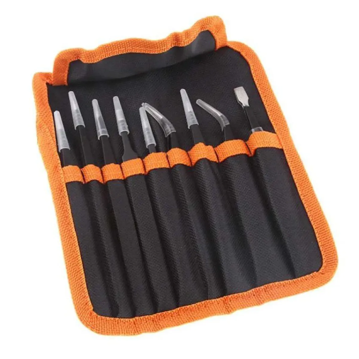 GENERICO - Pinzas Antiestaticas para electrónica Juego De 9 Piezas + Estuche.