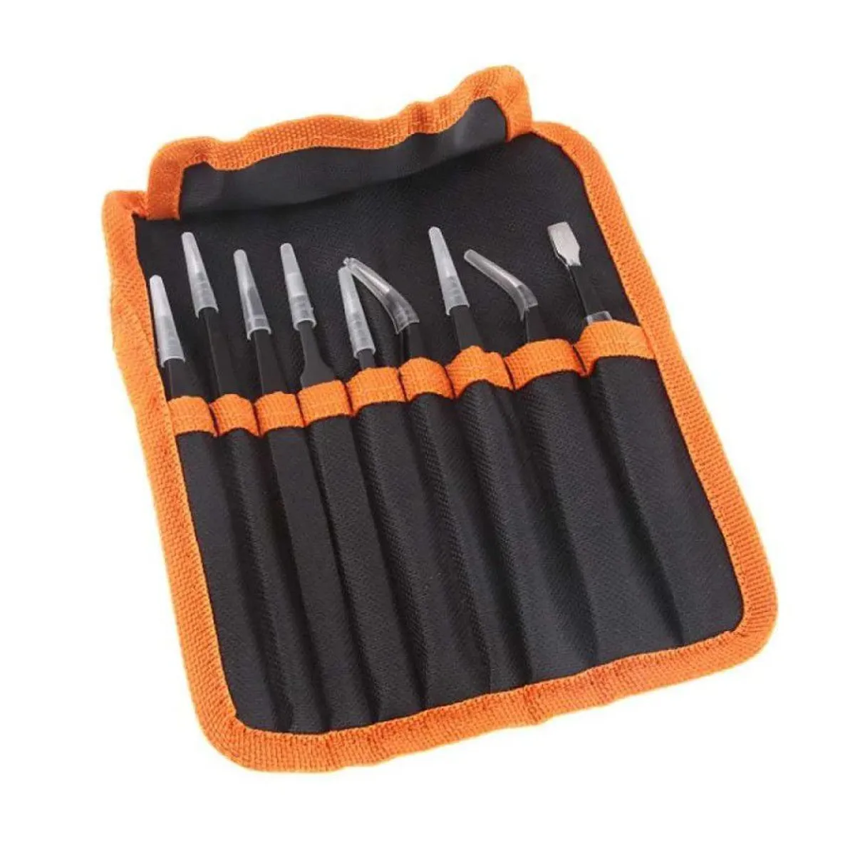 GENERICO - Pinzas Antiestaticas para electrónica Juego De 9 Piezas + Estuche.