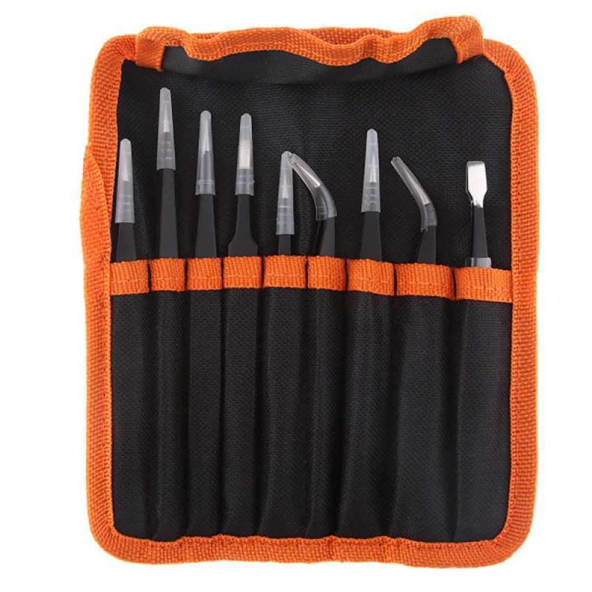 GENERICO - Pinzas Antiestaticas para electrónica Juego De 9 Piezas + Estuche.