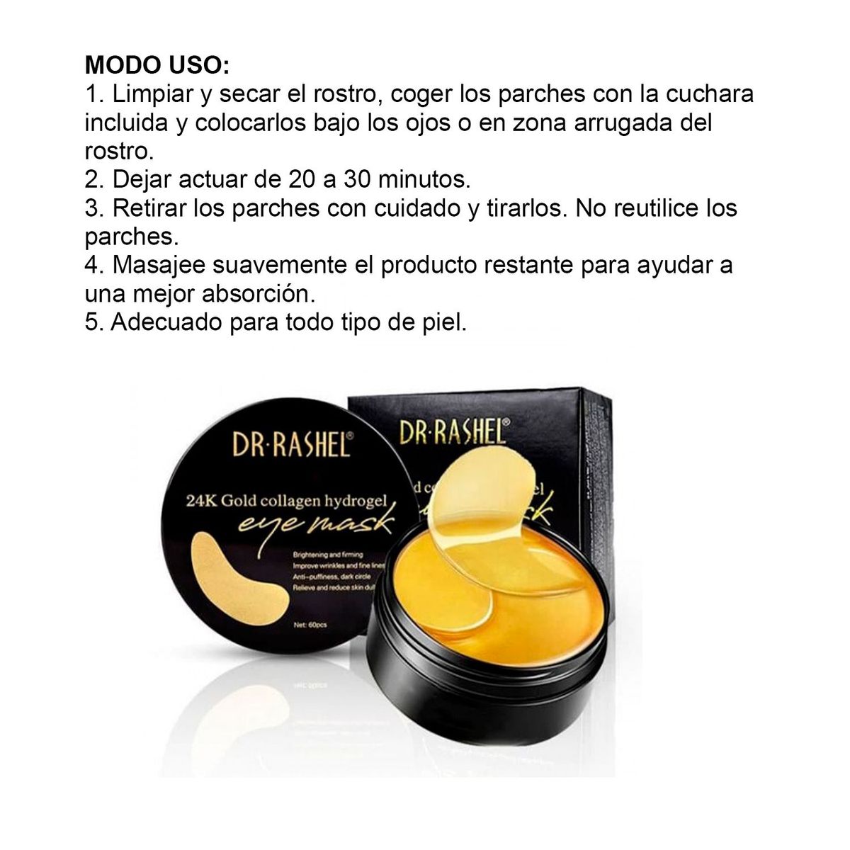 GENERICO - Dr Rashel Mascarilla de Ojos Hidratante con Perlas Doradas y Negras